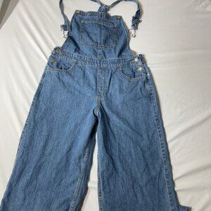 Hollister Overalls Womens Blue Denim Bib  Wide-Leg Adjustable Straps Size M